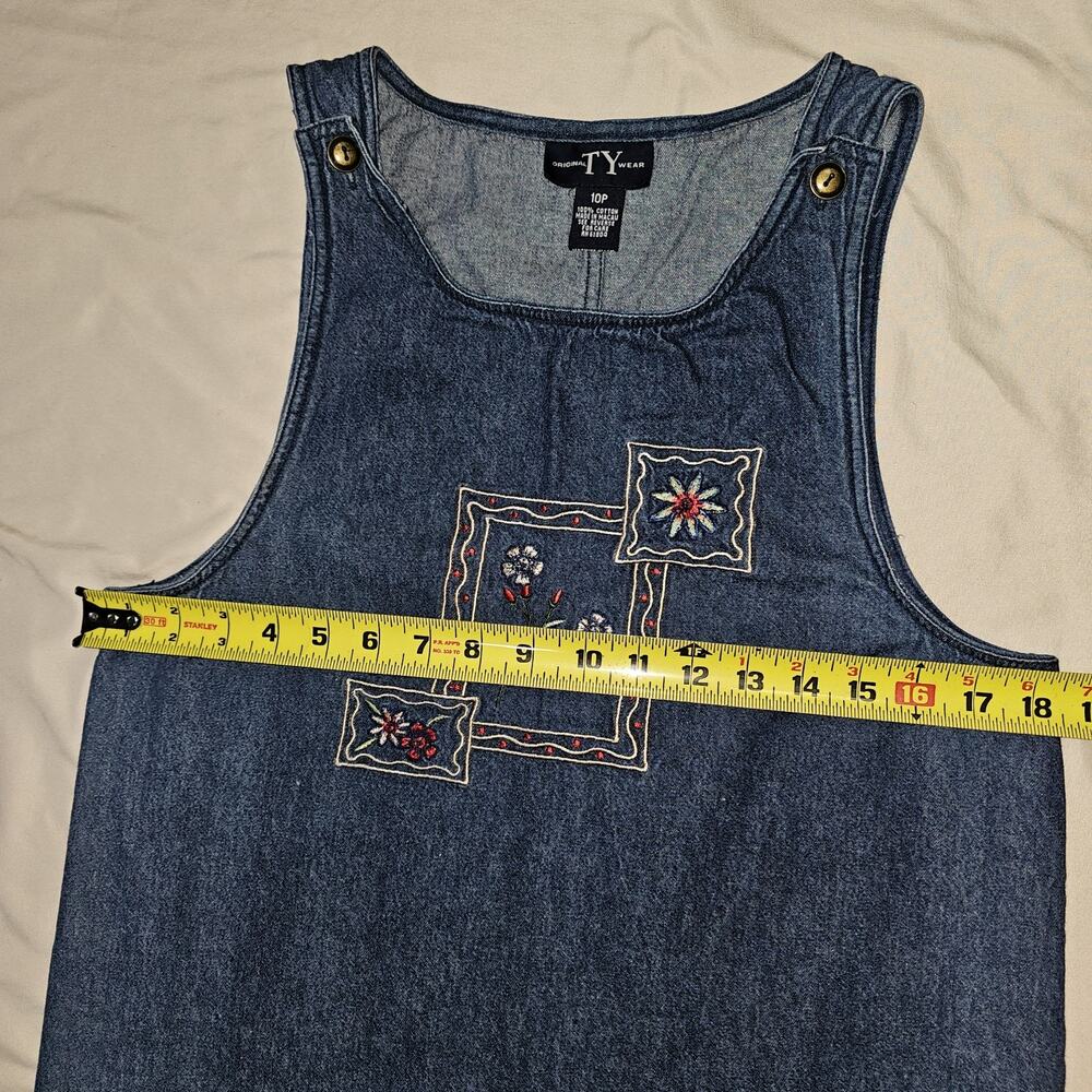 Vintage Original TY Wear Sleeveless Denim Dress Jean Romper Size 10P Cotton - Picture 3 of 5